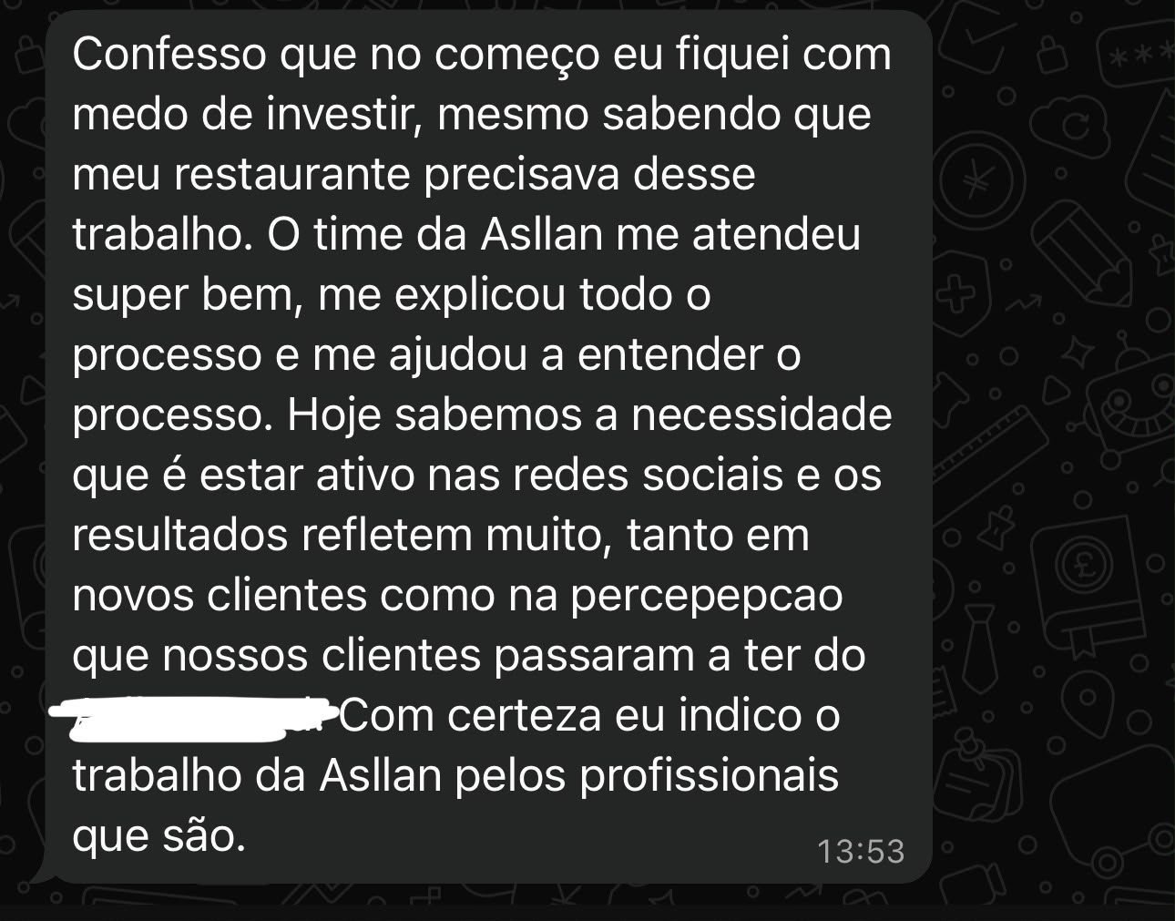 Depoimento de cliente